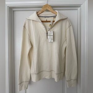 NWT Tommy Bahama Tobago Bay half zip, Coconut, Medium